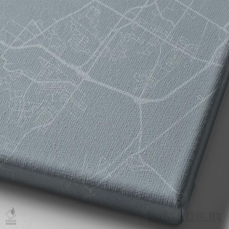 تابلو دکوراتیو Georgia City Map Grey Blue Style,نقشه شهر ساوانا، جورجیا… اثر وال دکور ادیکت - نمای نزدیک بافت بوم