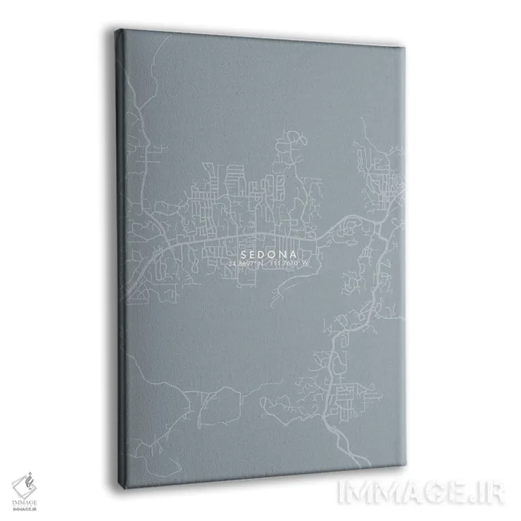 تابلو دکوراتیو Arizona City Map Grey Blue Style,نقشه شهر سدونا، آریزونا… اثر وال دکور ادیکت - نمای پرسپکتیو محصول