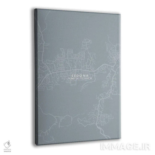 تابلو دکوراتیو Arizona City Map Grey Blue Style,نقشه شهر سدونا، آریزونا… اثر وال دکور ادیکت - نمای پرسپکتیو محصول