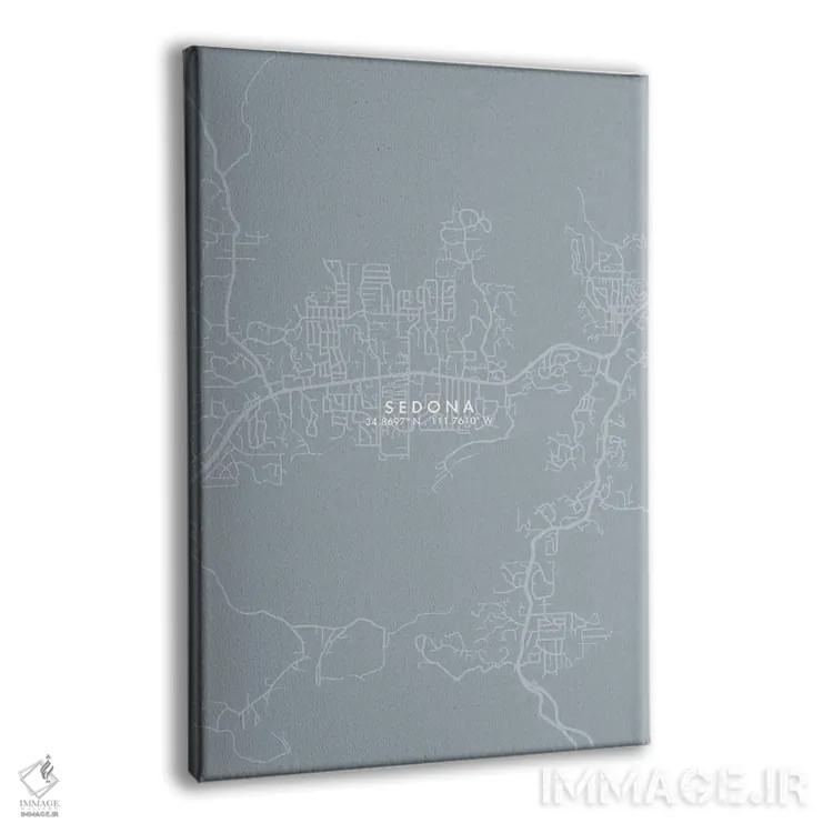 تابلو دکوراتیو Arizona City Map Grey Blue Style,نقشه شهر سدونا، آریزونا… اثر وال دکور ادیکت - نمای پرسپکتیو محصول