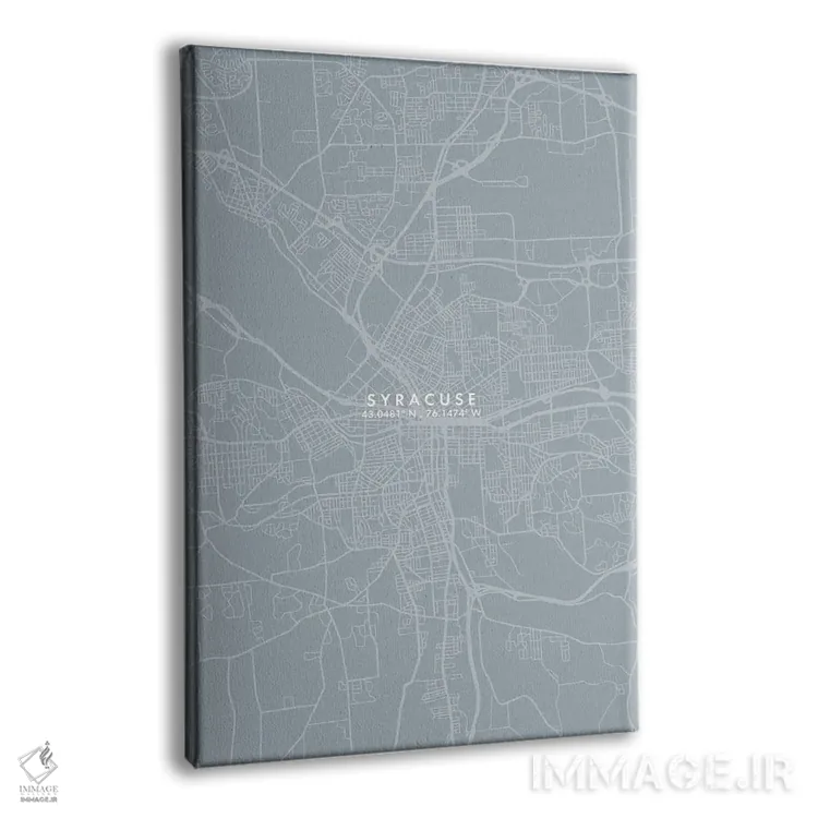 تابلو دکوراتیو New York City Map Grey Blue Style,نقشه شهر سیراکیوز، نیو… اثر وال دکور ادیکت - نمای پرسپکتیو محصول