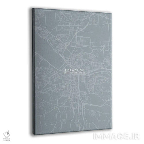 تابلو دکوراتیو New York City Map Grey Blue Style,نقشه شهر سیراکیوز، نیو… اثر وال دکور ادیکت - نمای پرسپکتیو محصول