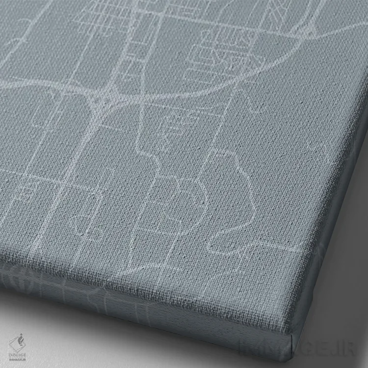 تابلو دکوراتیو Illinois City Map Grey Blue Style,نقشه شهر اسپرینگفیلد… اثر وال دکور ادیکت - نمای نزدیک بافت بوم