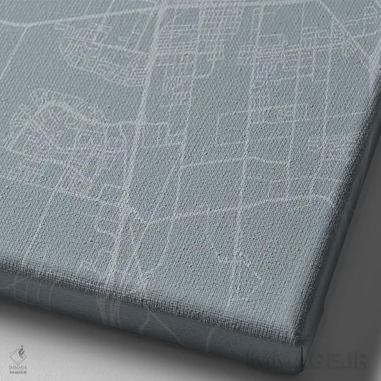 تابلو دکوراتیو California City Map Grey Blue Style,نقشه شهر استوکتون، ک… اثر وال دکور ادیکت - نمای نزدیک بافت بوم