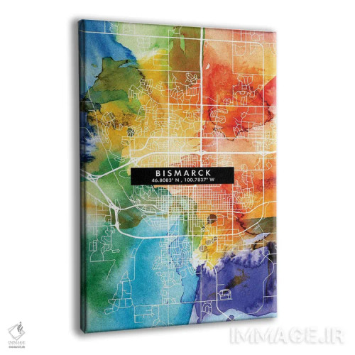 تابلو دکوراتیو North Dakota City Map Colorful Watercolor Style,نقشه شهر… اثر وال دکور ادیکت - نمای پرسپکتیو محصول