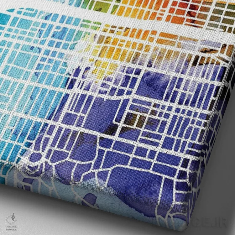 تابلو دکوراتیو California City Map Colorful Watercolor Style,نقشه شهر پ… اثر وال دکور ادیکت - نمای نزدیک بافت بوم