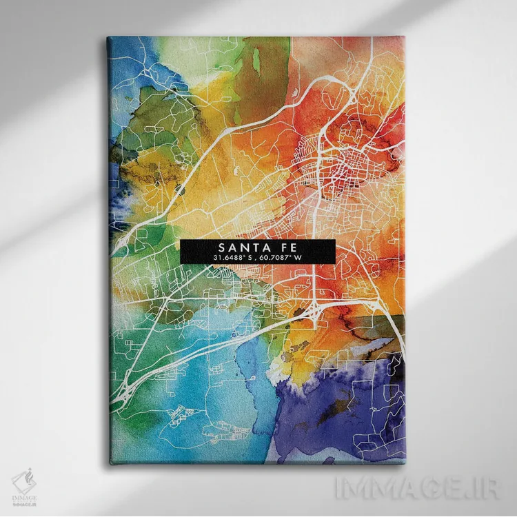 تابلو دکوراتیو Argentina City Map Colorful Watercolor Style,نقشه شهر سا… اثر وال دکور ادیکت - نمای روبهرو روی دیوار