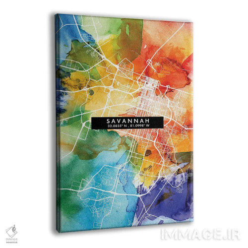 تابلو دکوراتیو Georgia City Map Colorful Watercolor Style,نقشه شهر ساوا… اثر وال دکور ادیکت - نمای پرسپکتیو محصول