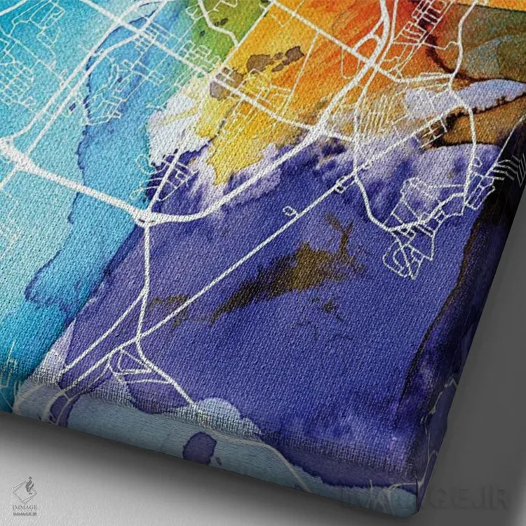 تابلو دکوراتیو Georgia City Map Colorful Watercolor Style,نقشه شهر ساوا… اثر وال دکور ادیکت - نمای نزدیک بافت بوم