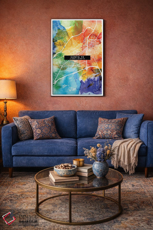 تابلو دکوراتیو Argentina City Map Colorful Watercolor Style,نقشه شهر سا… اثر وال دکور ادیکت - D4W
