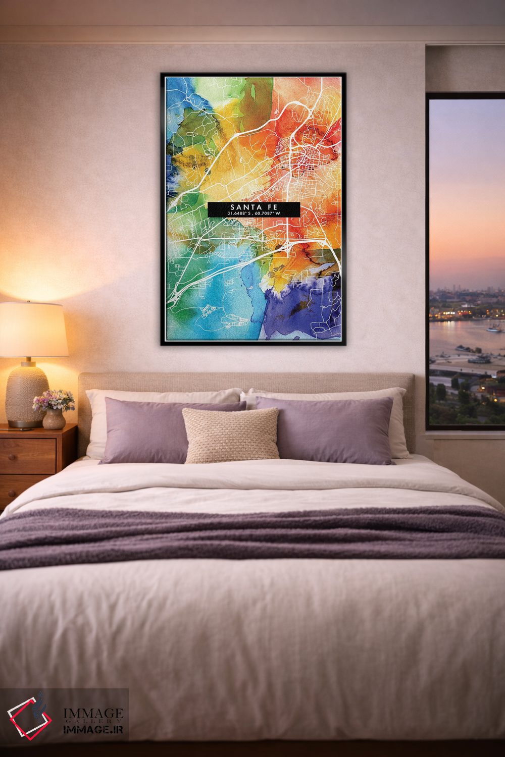 تابلو دکوراتیو Argentina City Map Colorful Watercolor Style,نقشه شهر سا… اثر وال دکور ادیکت - D5B