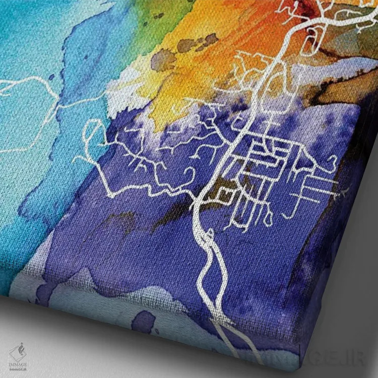 تابلو دکوراتیو Arizona City Map Colorful Watercolor Style,نقشه شهر سدون… اثر وال دکور ادیکت - نمای نزدیک بافت بوم