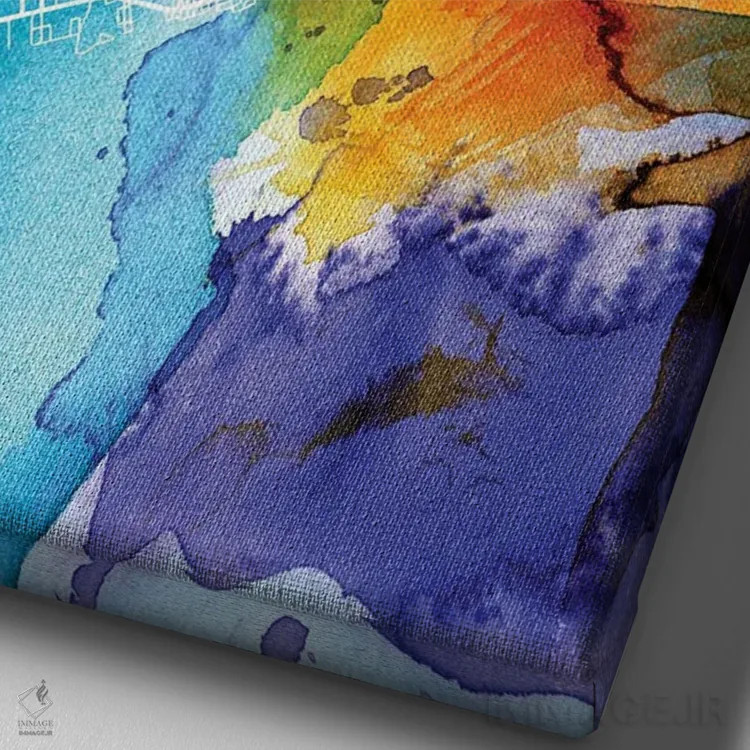 تابلو دکوراتیو New York City Map Colorful Watercolor Style,نقشه جزیره ا… اثر وال دکور ادیکت - نمای نزدیک بافت بوم