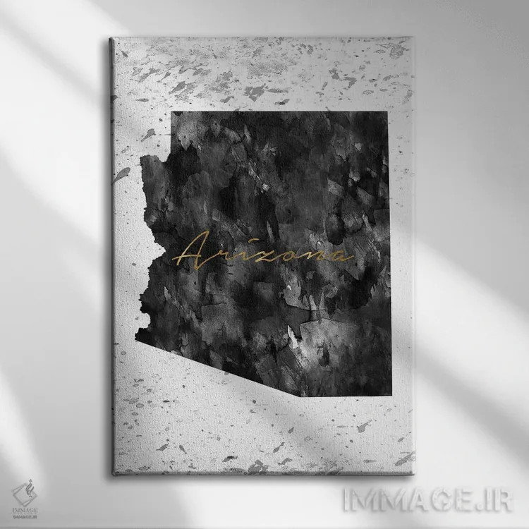 تابلو دکوراتیو آریزونا با طرح سیاه، سفید و طلایی اثر وال دکور ادیکت - نمای روبهرو روی دیوار