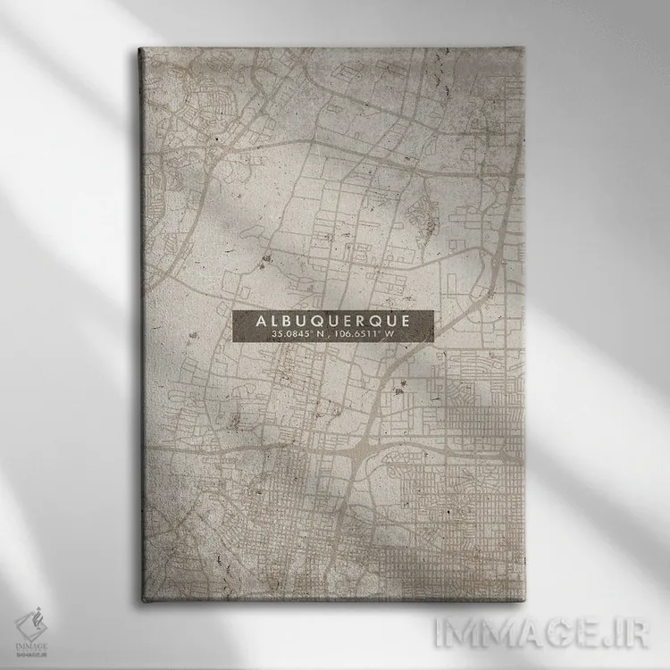 تابلو دکوراتیو New Mexico, City Map Abstract Style,نقشه انتزاعی شهر آلب… اثر وال دکور ادیکت - نمای روبهرو روی دیوار