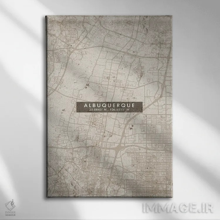 تابلو دکوراتیو New Mexico, City Map Abstract Style,نقشه انتزاعی شهر آلب… اثر وال دکور ادیکت - نمای روبهرو روی دیوار
