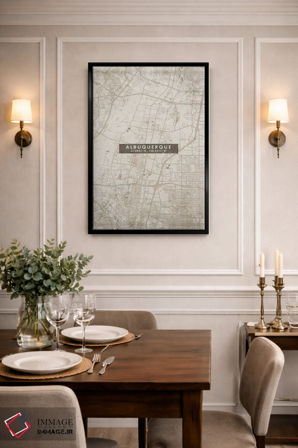 تابلو دکوراتیو New Mexico, City Map Abstract Style,نقشه انتزاعی شهر آلب… اثر وال دکور ادیکت - D2B
