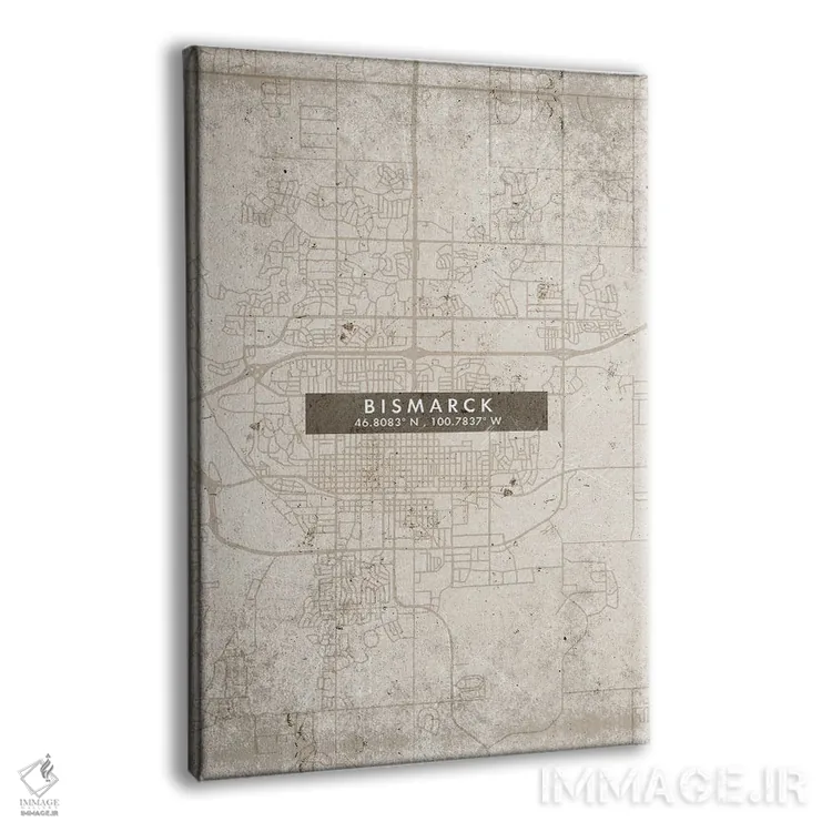 تابلو دکوراتیو North Dakota City Map Abstract Style,نقشه انتزاعی شهر بی… اثر وال دکور ادیکت - نمای پرسپکتیو محصول