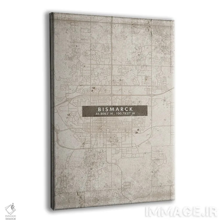 تابلو دکوراتیو North Dakota City Map Abstract Style,نقشه انتزاعی شهر بی… اثر وال دکور ادیکت - نمای پرسپکتیو محصول