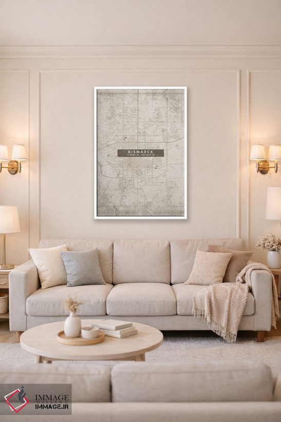 تابلو دکوراتیو North Dakota City Map Abstract Style,نقشه انتزاعی شهر بی… اثر وال دکور ادیکت - D3W
