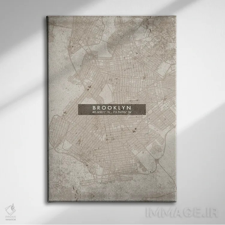 تابلو دکوراتیو New York City Map Abstract Style,نقشه انتزاعی شهر بروکلی… اثر وال دکور ادیکت - نمای روبهرو روی دیوار