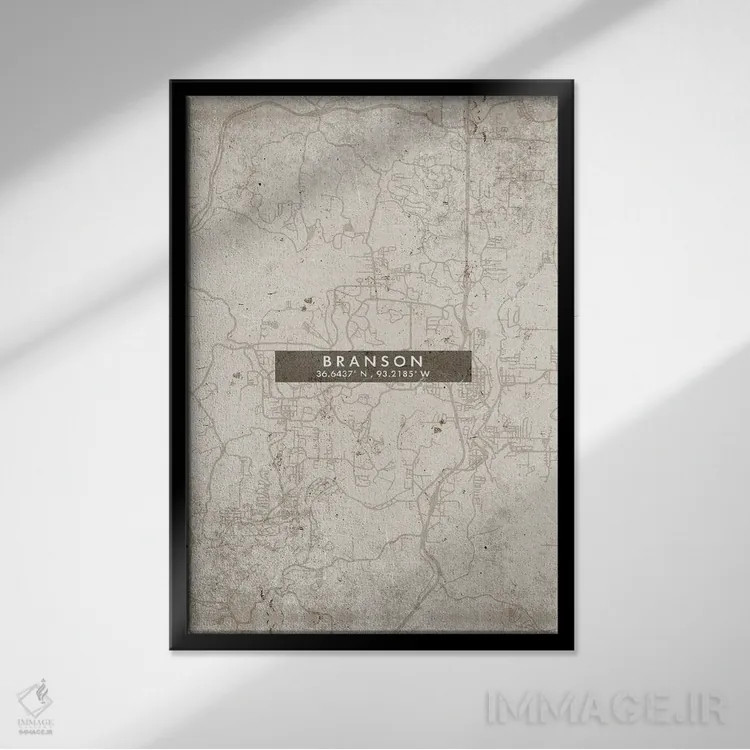 تابلو دکوراتیو Missouri City Map Abstract Style,نقشه انتزاعی شهر برانسو… اثر وال دکور ادیکت - نمای قابدار مشکی