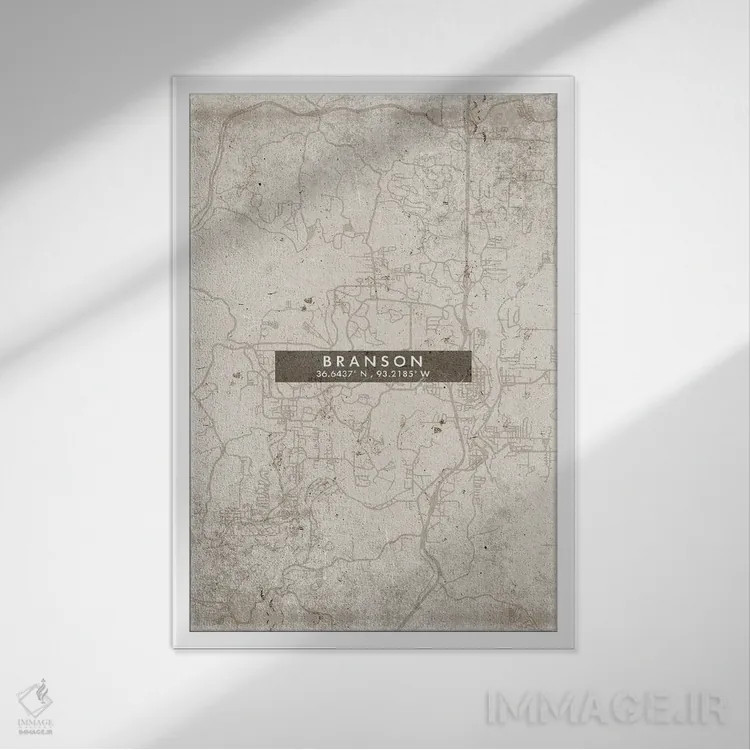 تابلو دکوراتیو Missouri City Map Abstract Style,نقشه انتزاعی شهر برانسو… اثر وال دکور ادیکت - نمای قابدار سفید