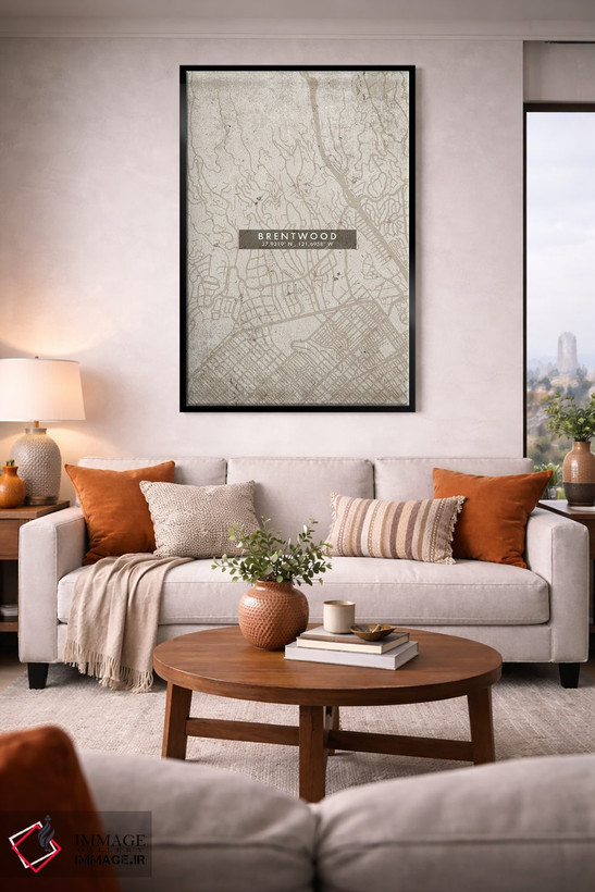 تابلو دکوراتیو California City Map Abstract Style,نقشه انتزاعی شهر برنت… اثر وال دکور ادیکت - D3B