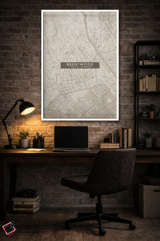 تابلو دکوراتیو California City Map Abstract Style,نقشه انتزاعی شهر برنت… اثر وال دکور ادیکت - D5W