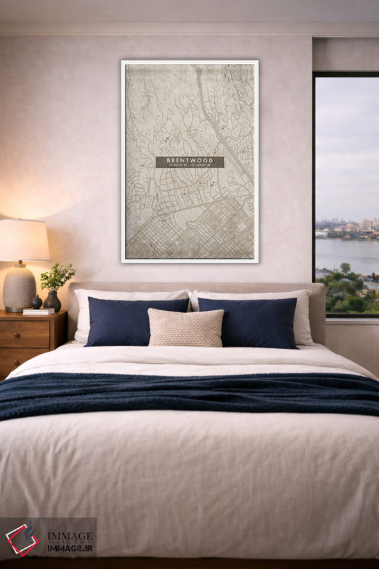 تابلو دکوراتیو California City Map Abstract Style,نقشه انتزاعی شهر برنت… اثر وال دکور ادیکت - D4W