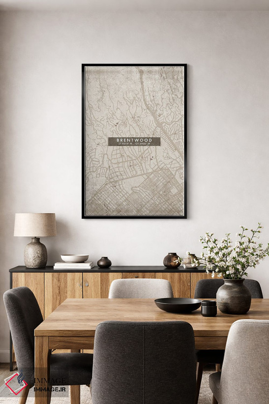 تابلو دکوراتیو California City Map Abstract Style,نقشه انتزاعی شهر برنت… اثر وال دکور ادیکت - D6B