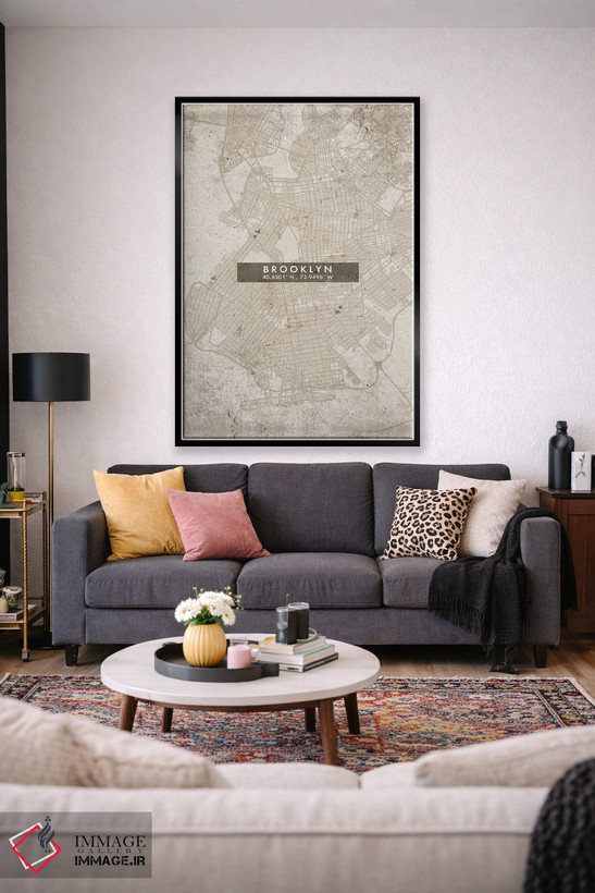 تابلو دکوراتیو New York City Map Abstract Style,نقشه انتزاعی شهر بروکلی… اثر وال دکور ادیکت - D3B