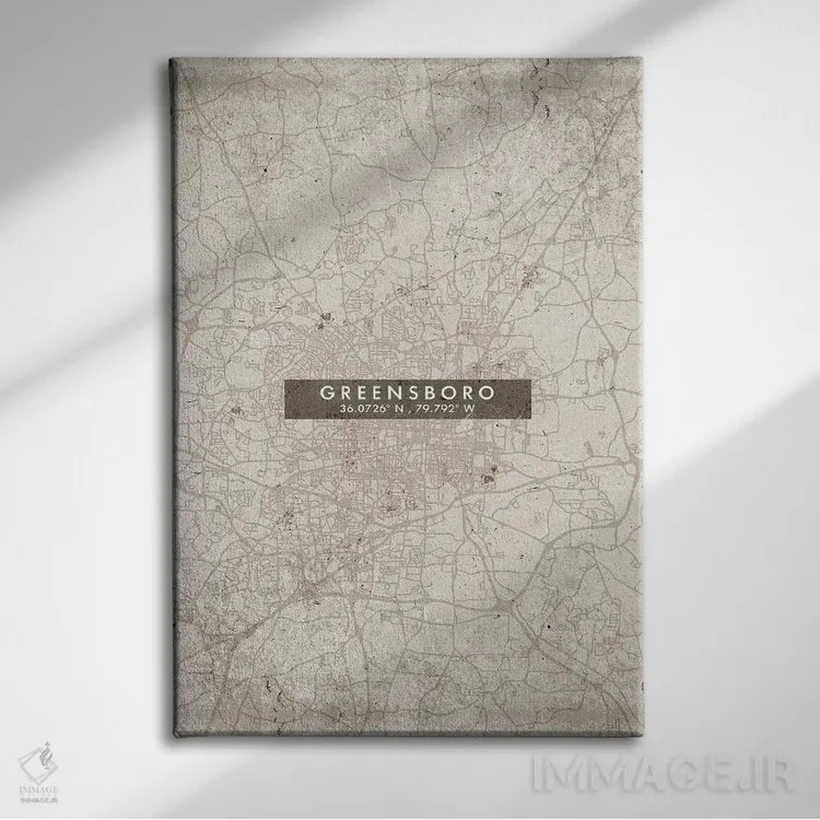تابلو دکوراتیو North Carolina, City Map Abstract Style,نقشه انتزاعی شهر… اثر وال دکور ادیکت - نمای روبهرو روی دیوار