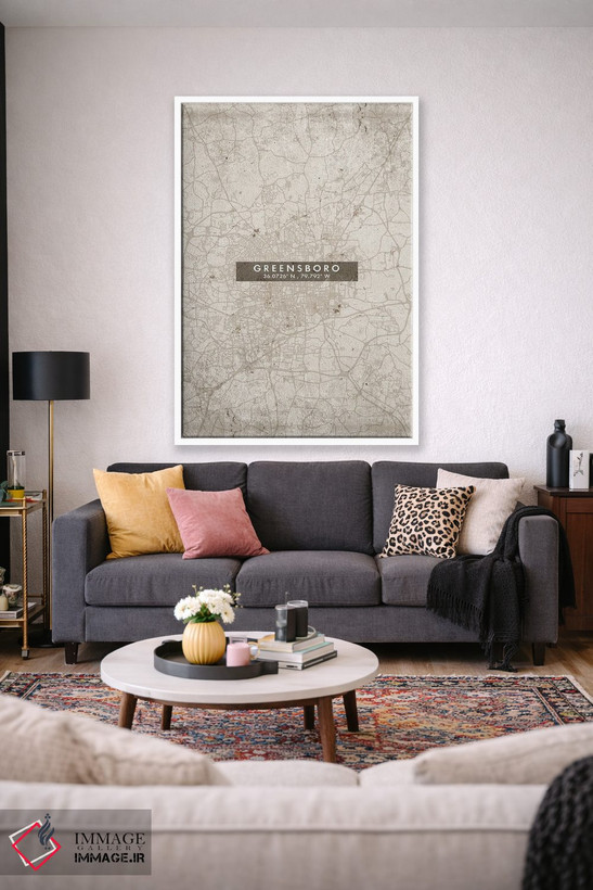 تابلو دکوراتیو North Carolina, City Map Abstract Style,نقشه انتزاعی شهر… اثر وال دکور ادیکت - D1W