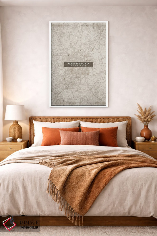 تابلو دکوراتیو North Carolina, City Map Abstract Style,نقشه انتزاعی شهر… اثر وال دکور ادیکت - D3W