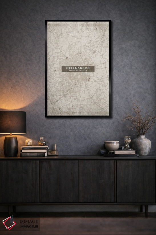 تابلو دکوراتیو North Carolina, City Map Abstract Style,نقشه انتزاعی شهر… اثر وال دکور ادیکت - D2B