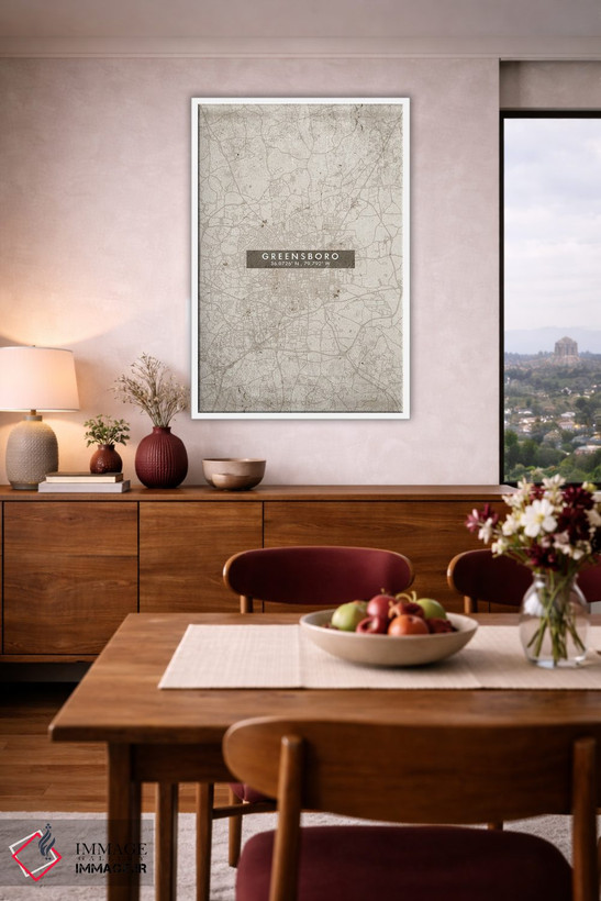 تابلو دکوراتیو North Carolina, City Map Abstract Style,نقشه انتزاعی شهر… اثر وال دکور ادیکت - D4W