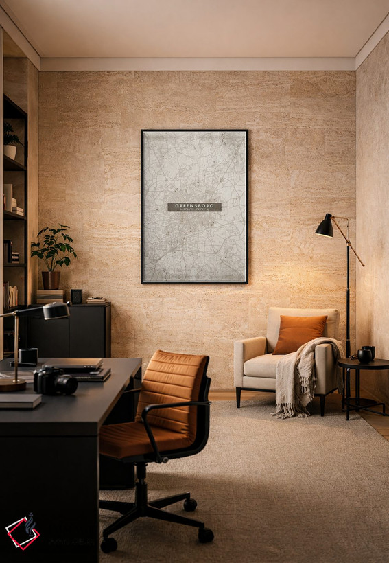 تابلو دکوراتیو North Carolina, City Map Abstract Style,نقشه انتزاعی شهر… اثر وال دکور ادیکت - D5B