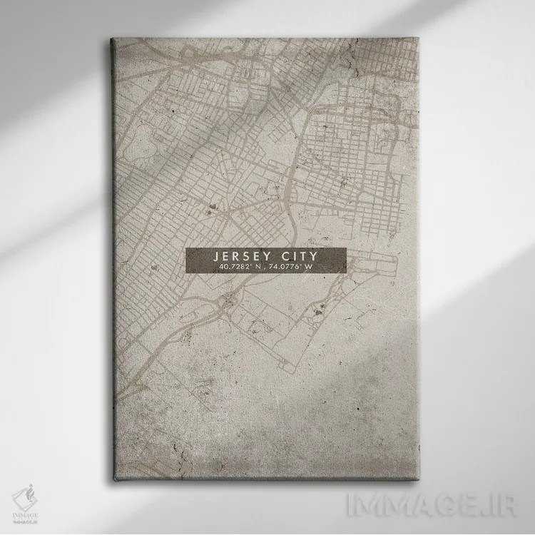 تابلو دکوراتیو New Jersey, City Map Abstract Style,نقشه انتزاعی شهر جرس… اثر وال دکور ادیکت - نمای روبهرو روی دیوار