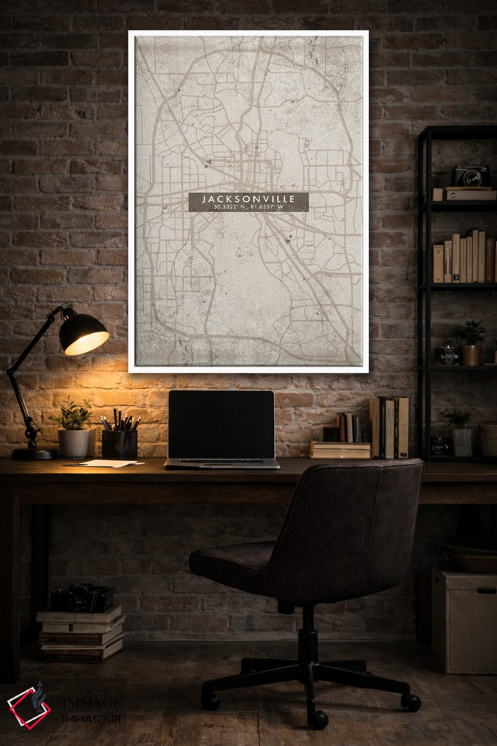 تابلو دکوراتیو نقشه انتزاعی شهر جکسون ویل اثر وال دکور ادیکت - D4W