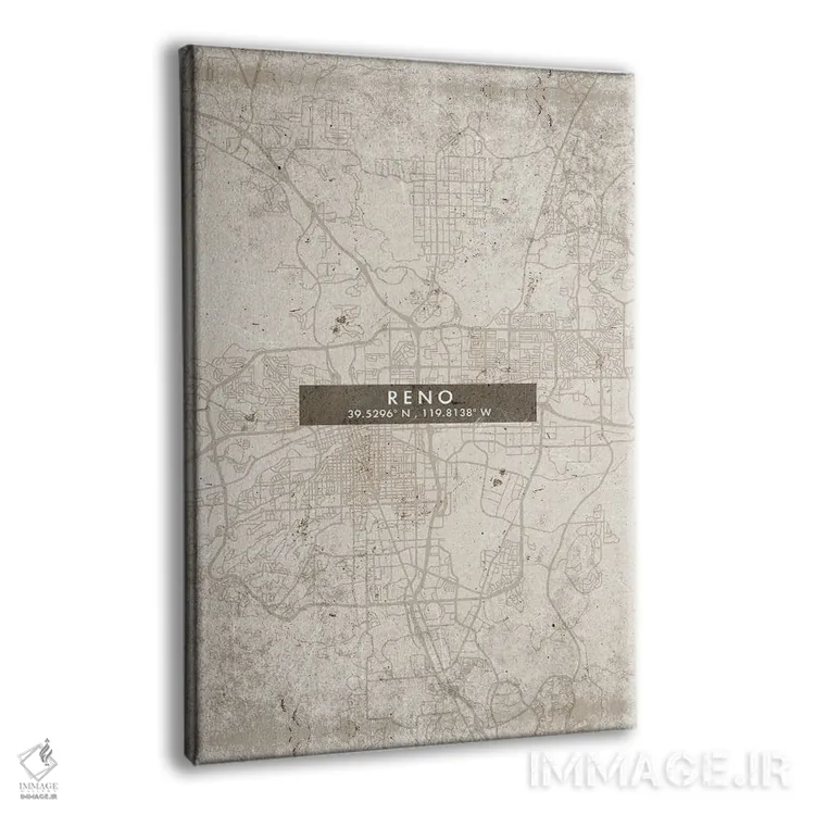 تابلو دکوراتیو Nevada City Map Abstract Style,نقشه شهر رنو، نوادا به سب… اثر وال دکور ادیکت - نمای پرسپکتیو محصول