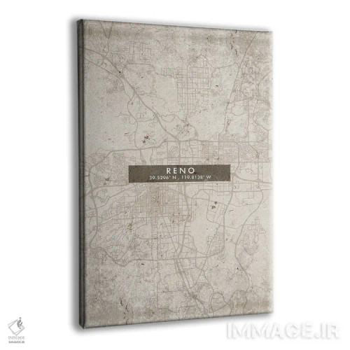 تابلو دکوراتیو Nevada City Map Abstract Style,نقشه شهر رنو، نوادا به سب… اثر وال دکور ادیکت - نمای پرسپکتیو محصول