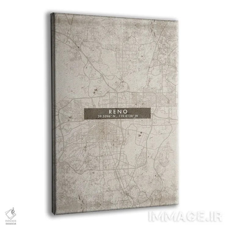 تابلو دکوراتیو Nevada City Map Abstract Style,نقشه شهر رنو، نوادا به سب… اثر وال دکور ادیکت - نمای پرسپکتیو محصول