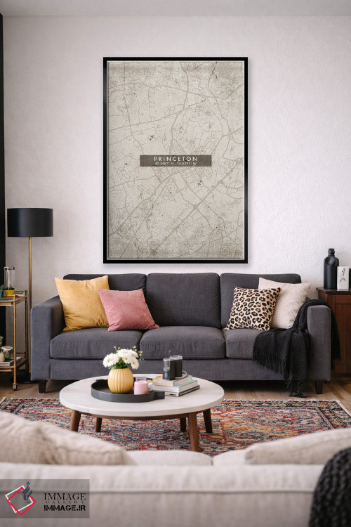 تابلو دکوراتیو New Jersey City Map Abstract Style,نقشه شهر پرینستون، نی… اثر وال دکور ادیکت - D1B