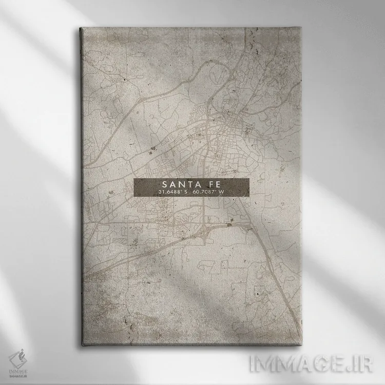 تابلو دکوراتیو Argentina City Map Abstract Style,نقشه شهر سانتا فه، آرژ… اثر وال دکور ادیکت - نمای روبهرو روی دیوار