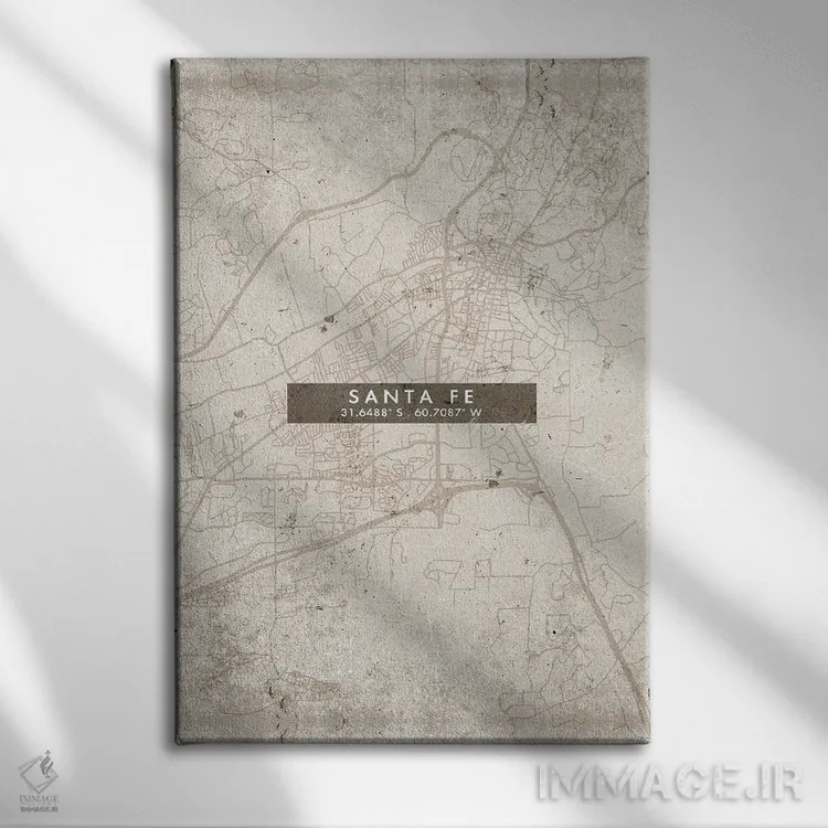تابلو دکوراتیو Argentina City Map Abstract Style,نقشه شهر سانتا فه، آرژ… اثر وال دکور ادیکت - نمای روبهرو روی دیوار