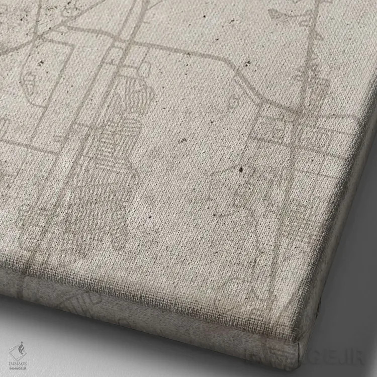 تابلو دکوراتیو نقشه شهر سنت آگوستین به سبک انتزاعی اثر وال دکور ادیکت - نمای نزدیک بافت بوم