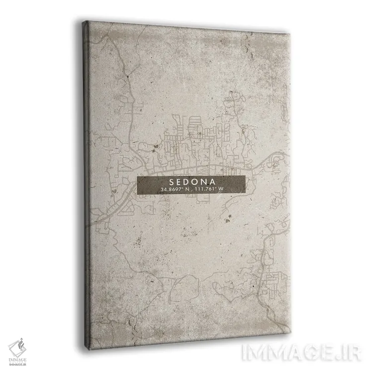 تابلو دکوراتیو Arizona City Map Abstract Style,نقشه شهر سدونا، آریزونا… اثر وال دکور ادیکت - نمای پرسپکتیو محصول