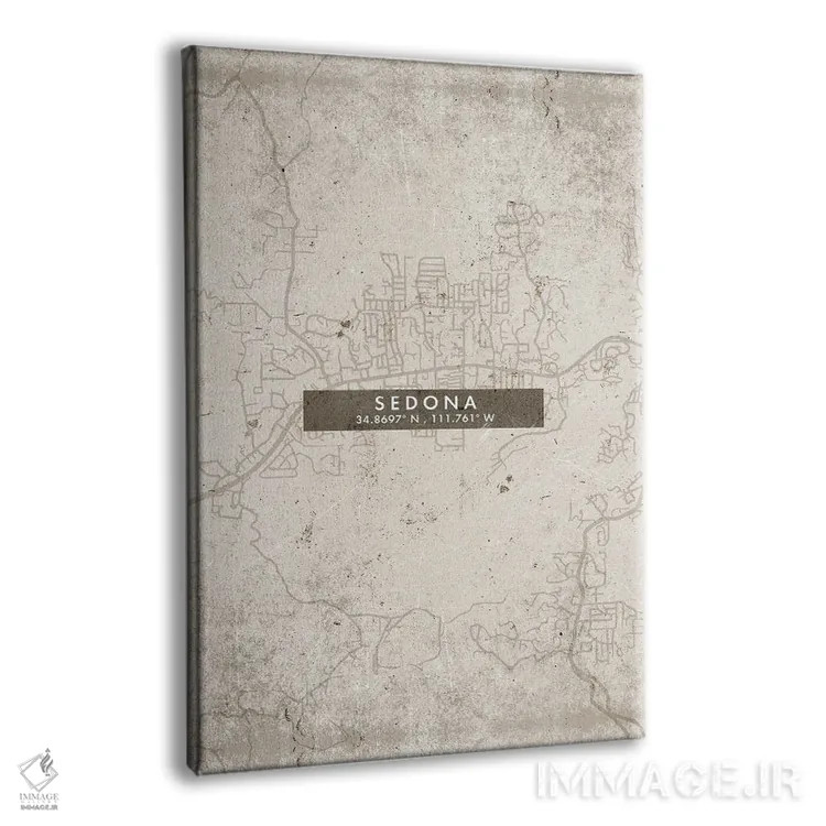 تابلو دکوراتیو Arizona City Map Abstract Style,نقشه شهر سدونا، آریزونا… اثر وال دکور ادیکت - نمای پرسپکتیو محصول