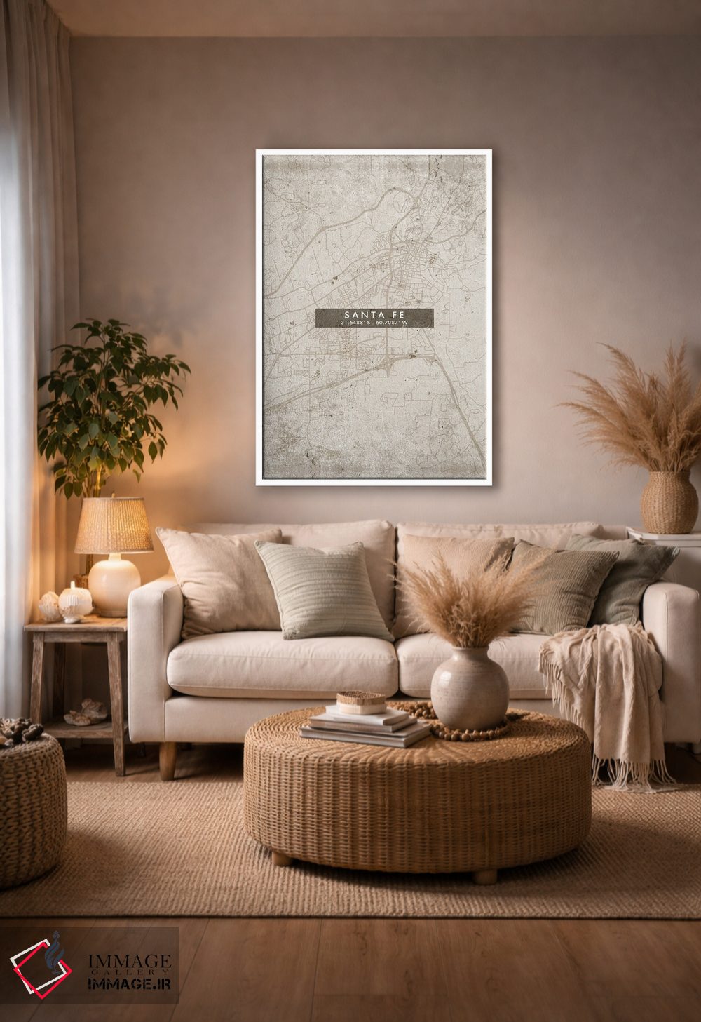 تابلو دکوراتیو Argentina City Map Abstract Style,نقشه شهر سانتا فه، آرژ… اثر وال دکور ادیکت - D2W